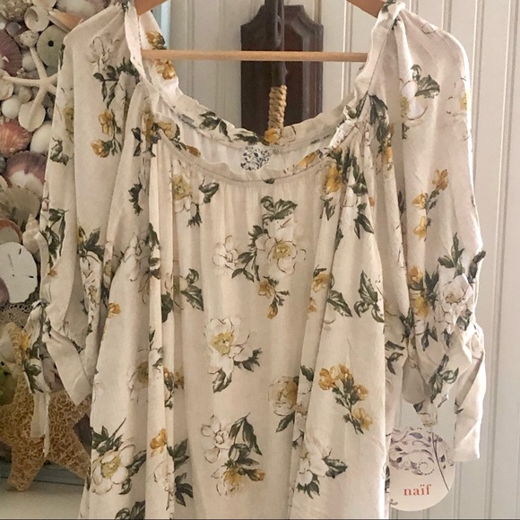 NWT Magnolia Flower Off The Shoulder Dress Fun Cold Shoulder Sleeve Plus 2X - Picture 1 of 6